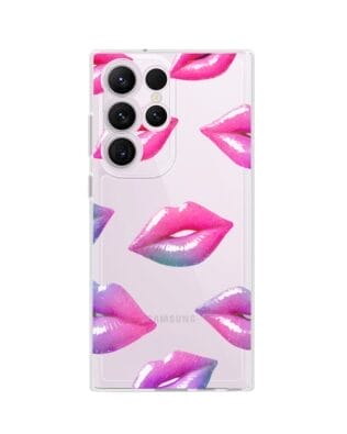 Etui do Samsung Galaxy S23 Ultra przeźroczyste, silikonowe Flexi, hologramowe usta