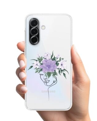 Etui do Samsung Galaxy A36 5G przeźroczyste, silikonowe Flexi, kobieta z kwiatami
