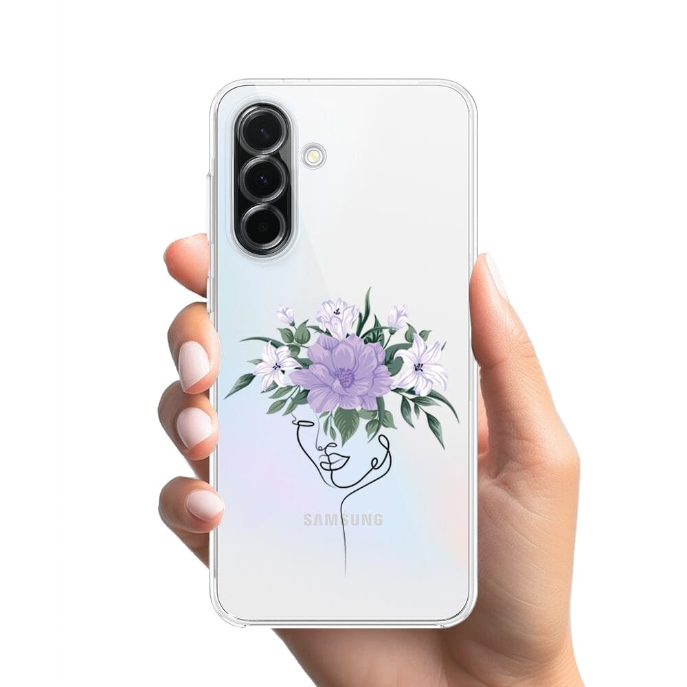 Etui do Samsung Galaxy A36 5G przeźroczyste, silikonowe Flexi, kobieta z kwiatami - obrazek 2