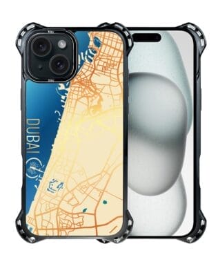 Etui do iPhone 15 IBIZU DropGuard Ultra z MagSafe, mapy świata, Dubai