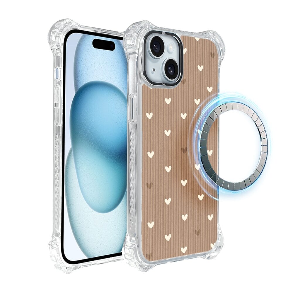 Etui do iPhone 15 Plus IBIZU DropGuard Ultra z MagSafe, Boho, Pudrowe serca