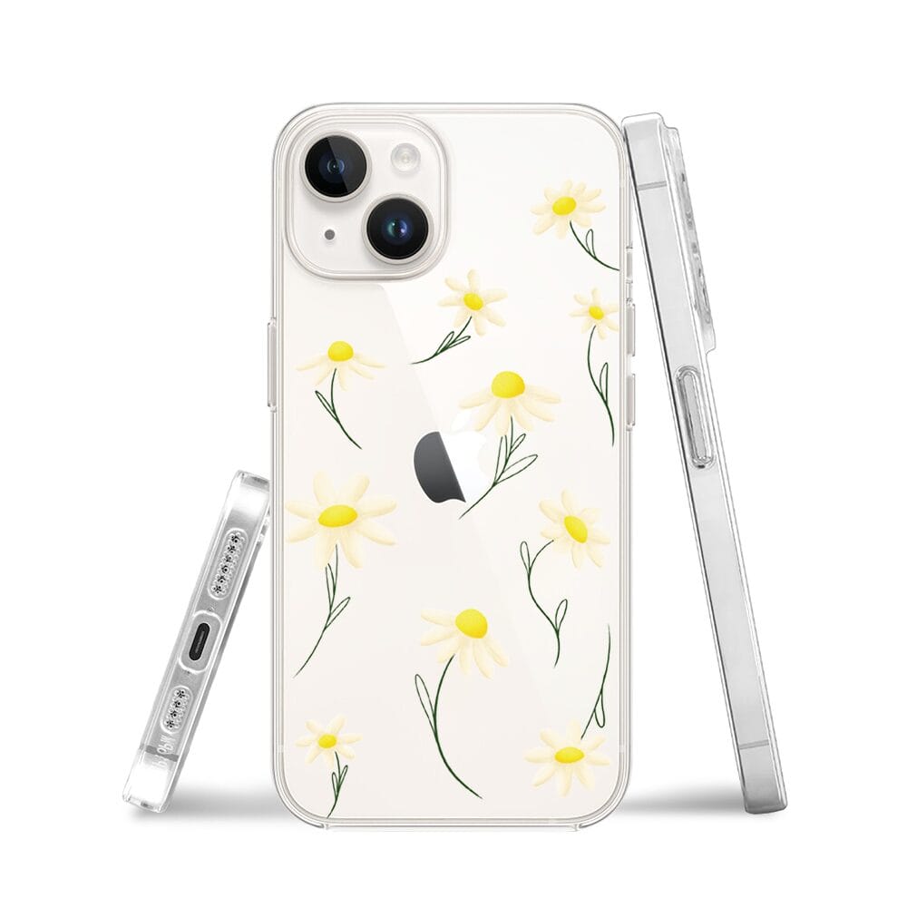 Etui do iPhone 13 Mini przeźroczyste, silikonowe Flexi, stokrotki - obrazek 3