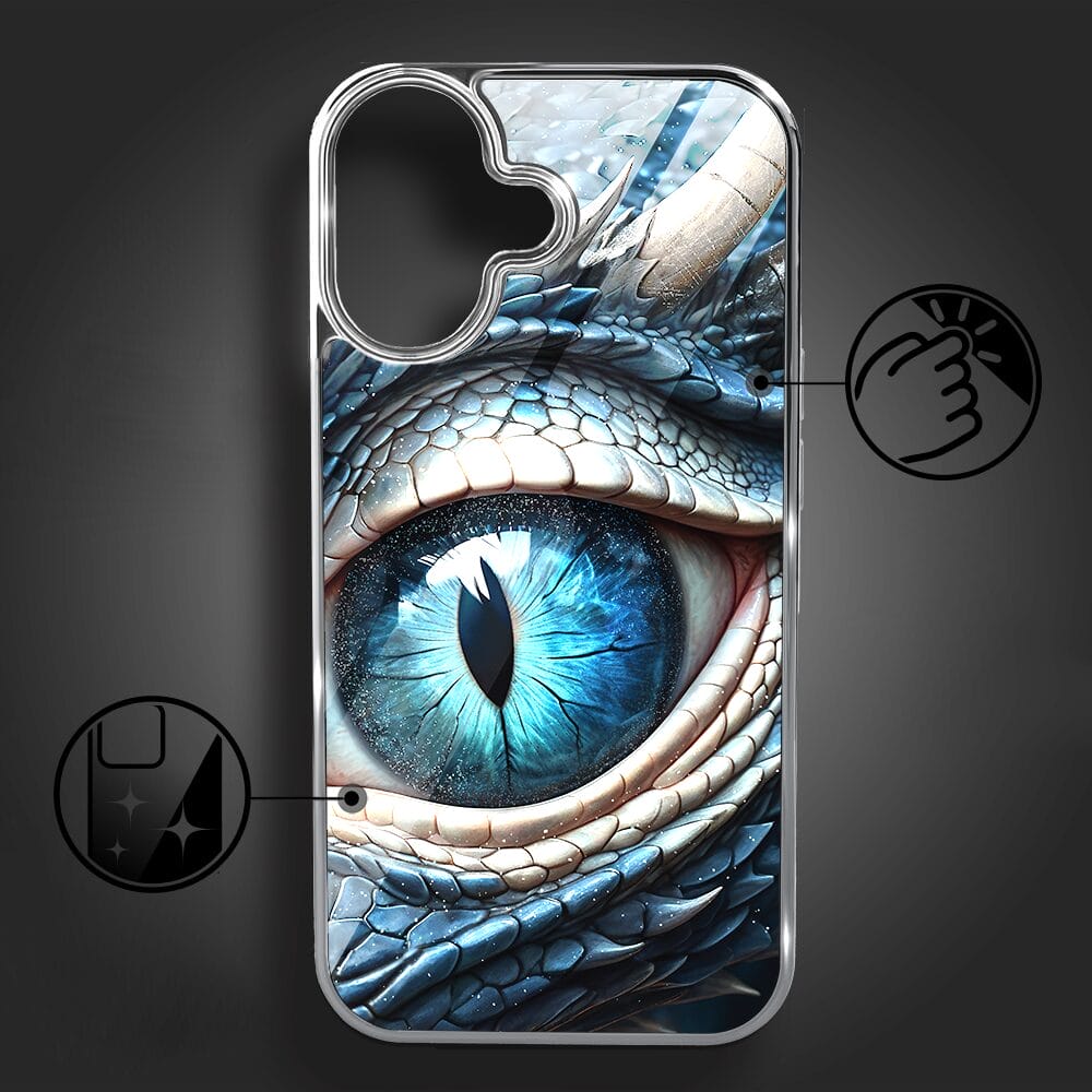 Etui do iPhone 16 IBIZU Elite Glass z MagSafe Magia Azji oko lodowego smoka, srebrne - obrazek 2