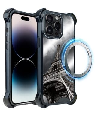 Etui do iPhone 14 Pro Max IBIZU DropGuard Ultra z MagSafe, Noir City, Wieża Eiffla