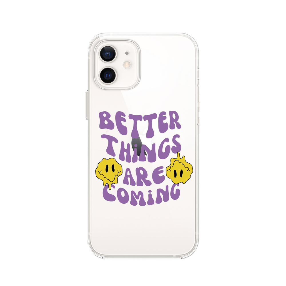 Etui do iPhone 12 przeźroczyste, silikonowe Flexi, Better Things Are Coming