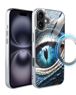 Etui do iPhone 16 Plus IBIZU Elite Glass z MagSafe Magia Azji oko lodowego smoka, srebrne