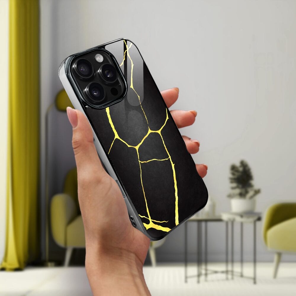 Etui do iPhone 16 Pro IBIZU Elite Glass z MagSafe, Kintsugi, czarna porcelana, czarne - obrazek 6