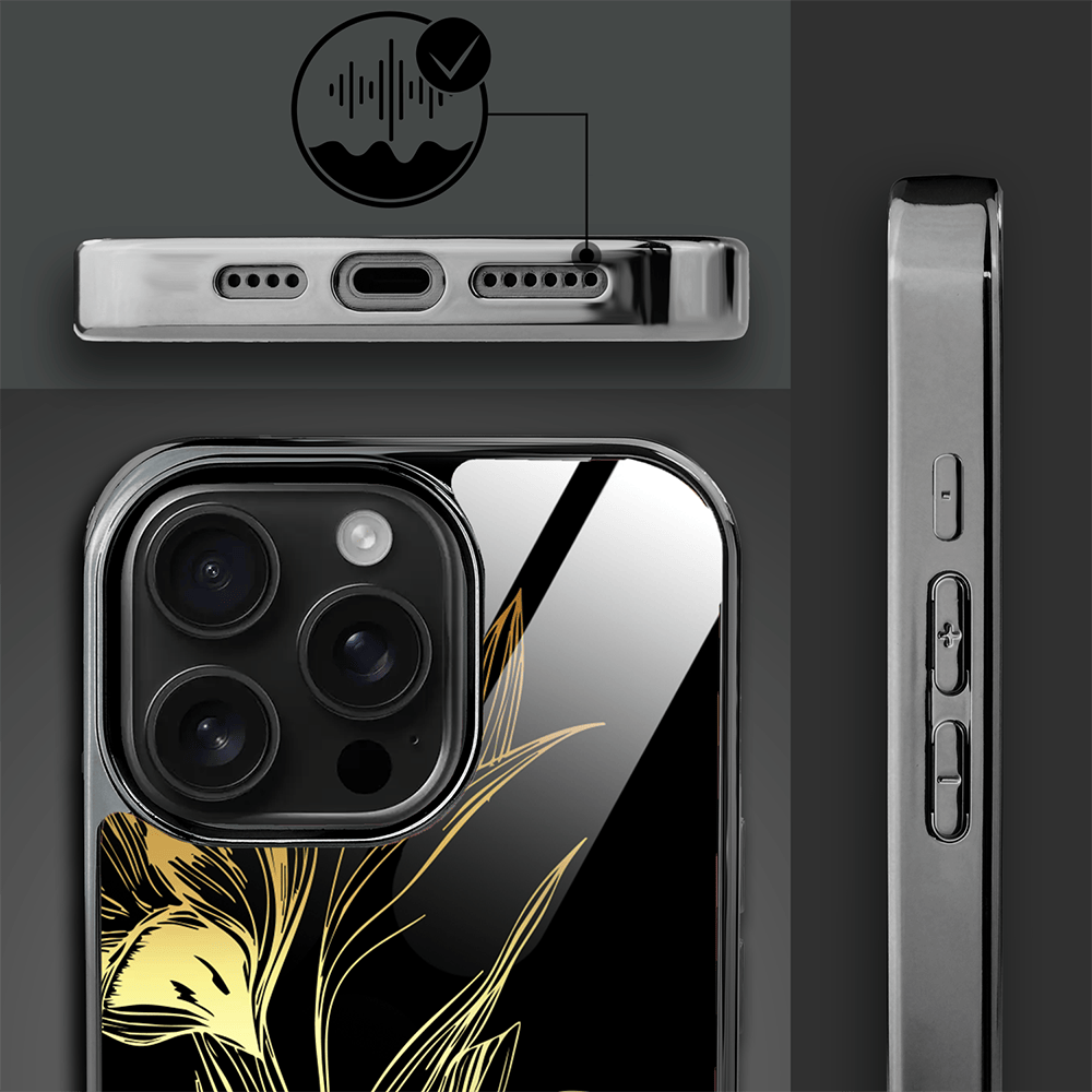 Etui do iPhone 16 Pro IBIZU Elite Glass z MagSafe Golden Midnight, Królewskie irysy, czarne - obrazek 3