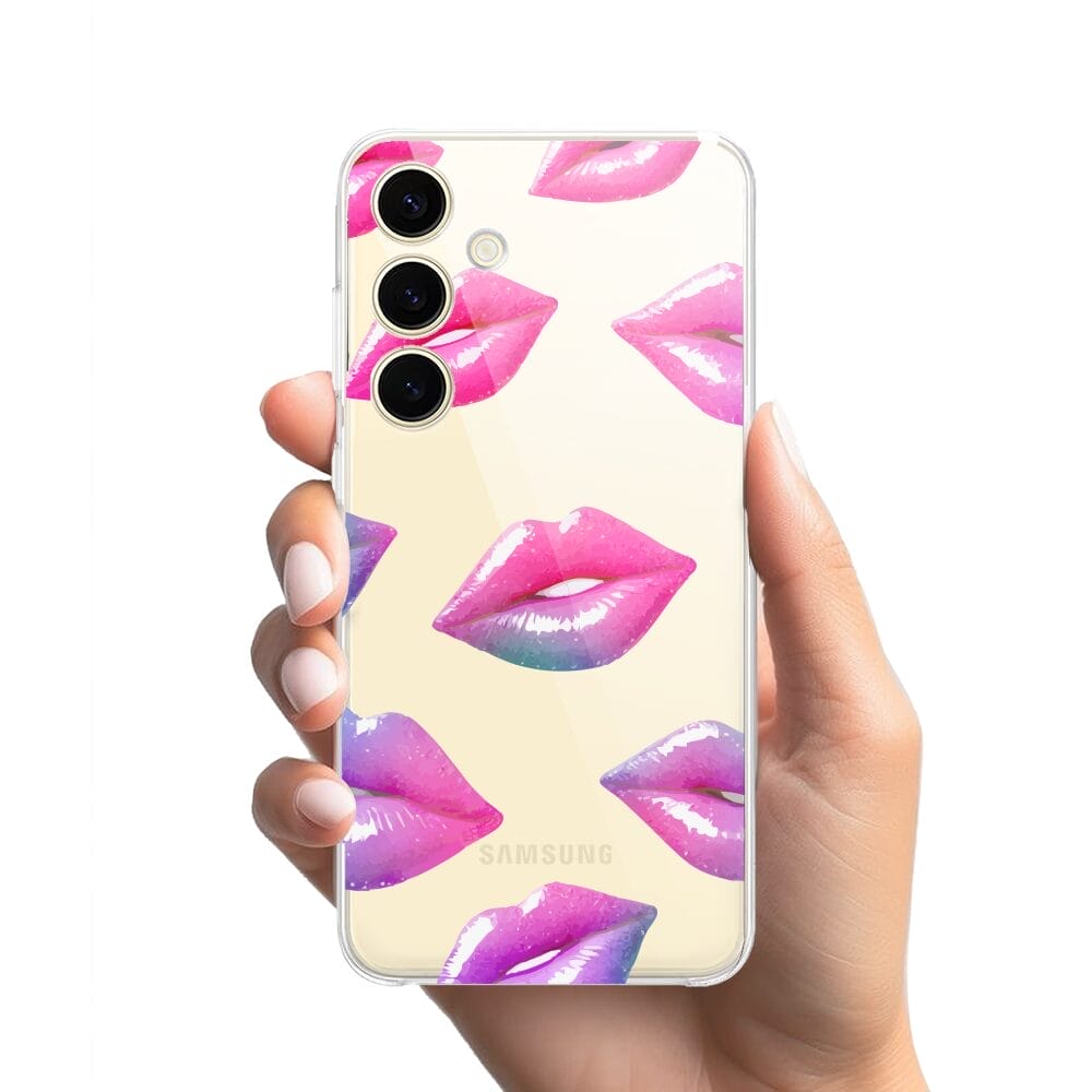 Etui do Samsung Galaxy S24 przeźroczyste, silikonowe Flexi, hologramowe usta - obrazek 2