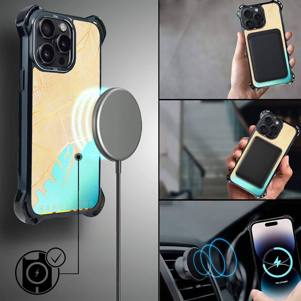 Etui do iPhone 14 Pro IBIZU DropGuard Ultra z MagSafe, Mapy Świata, Barcelona - obrazek 8
