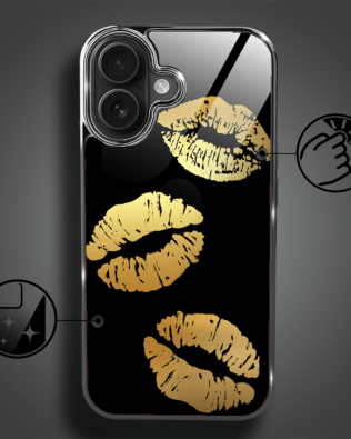 Etui do iPhone 16 Plus IBIZU Elite Glass z MagSafe Golden Midnight, Usta, czarne