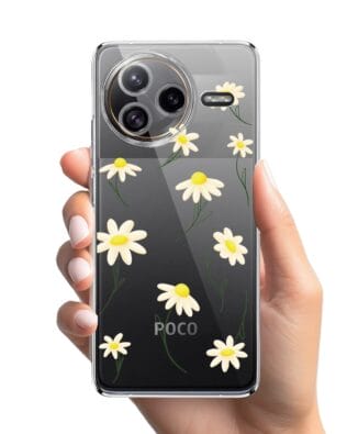 Etui do Xiaomi POCO F7 Ultra przeźroczyste, silikonowe Flexi, stokrotki