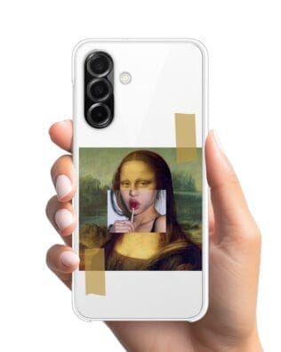 Etui do Samsung Galaxy A26 5G przeźroczyste, silikonowe Flexi, Mona Lisa z lizakiem
