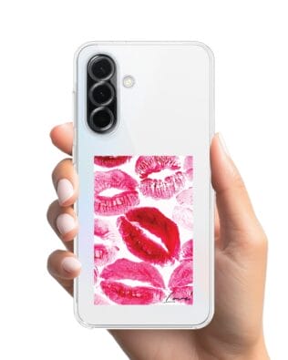 Etui do Samsung Galaxy A36 5G przeźroczyste, silikonowe Flexi, pocałunki z napisem „love”