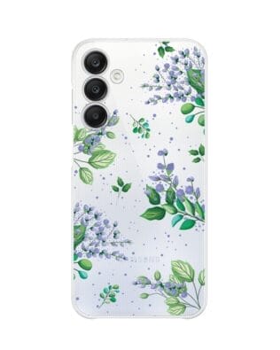 Etui do Samsung Galaxy A25 5G przeźroczyste, silikonowe Flexi, fioletowe kwiatki