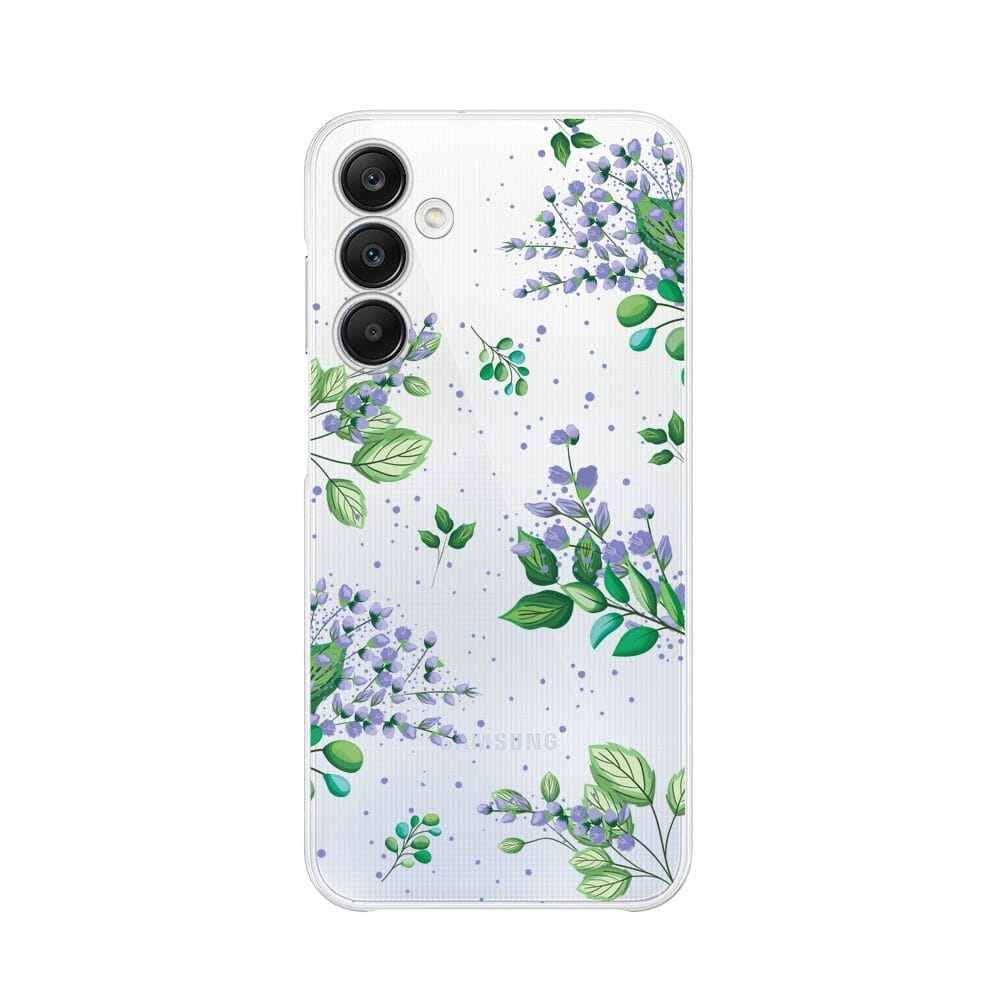 Etui do Samsung Galaxy A25 5G przeźroczyste, silikonowe Flexi, fioletowe kwiatki