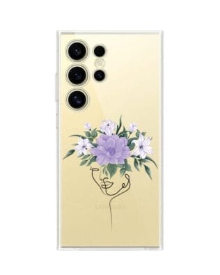 Etui do Samsung Galaxy S24 Ultra przeźroczyste, silikonowe Flexi, kobieta z kwiatami