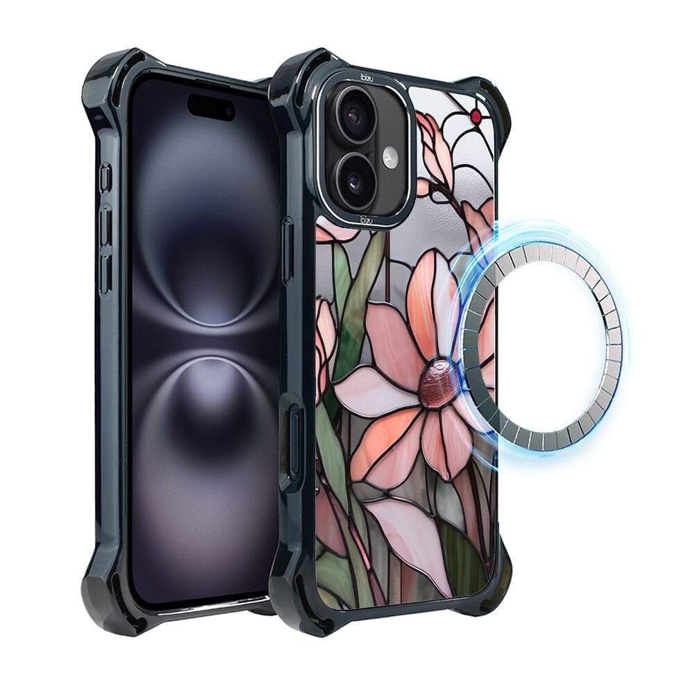 Etui do iPhone 16 IBIZU DropGuard Ultra z MagSafe, Barwy Szkła, Różowa magnolia