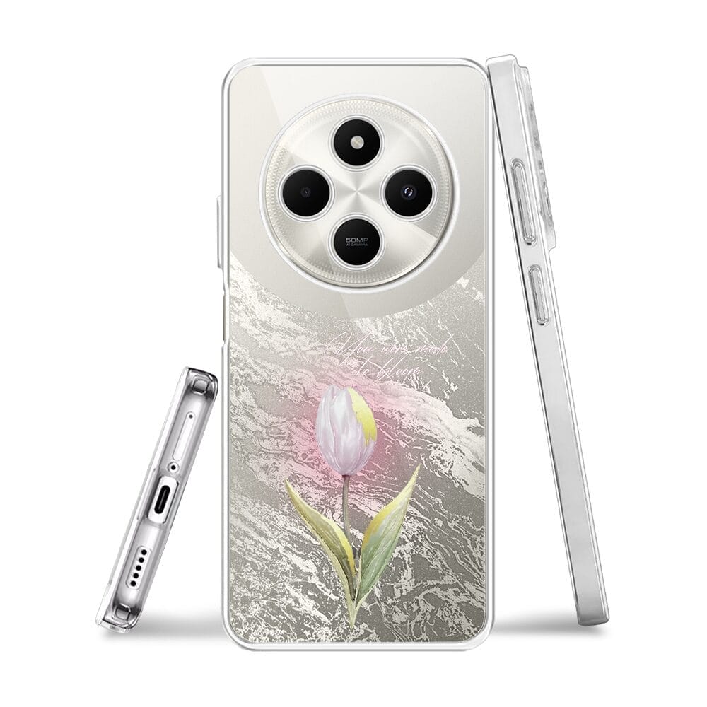 Etui do Xiaomi POCO C75 przeźroczyste, silikonowe Flexi, kwiaty, tulipan - obrazek 3