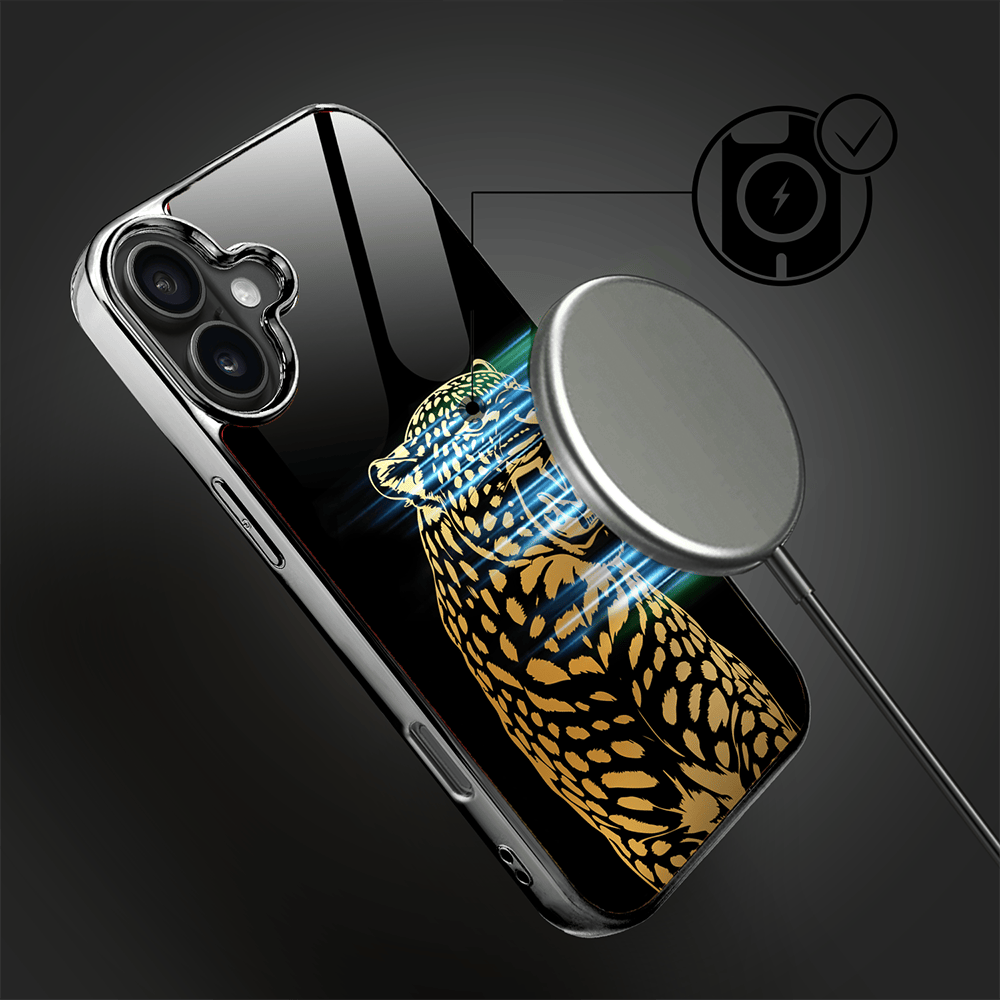 Etui do iPhone 16 IBIZU Elite Glass z MagSafe Golden Midnight, Ryczący Jaguar, czarne - obrazek 7