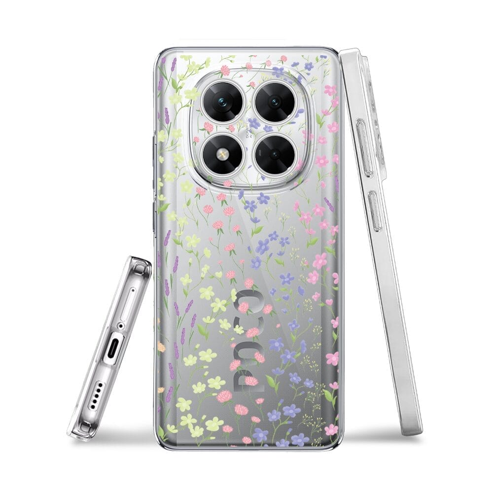 Etui do Xiaomi POCO X7 przeźroczyste, silikonowe Flexi, kwiaty polne - obrazek 3