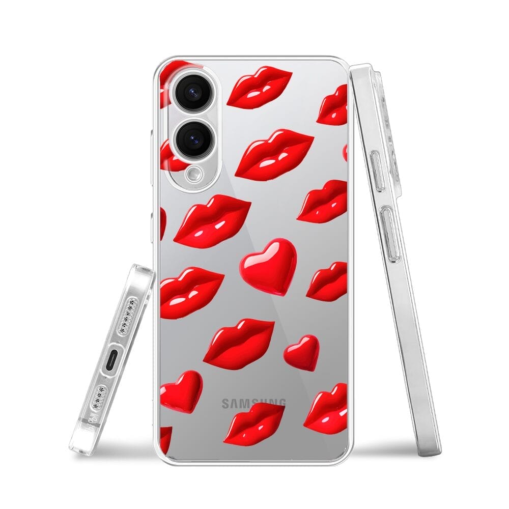 Etui do Samsung Galaxy S25 Edge przeźroczyste, silikonowe Flexi, czerwone usta - obrazek 3