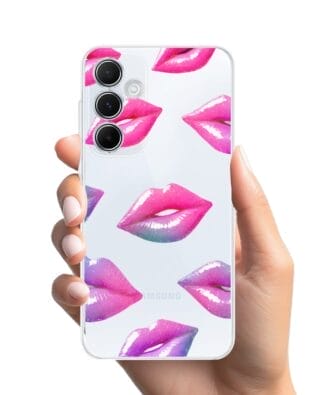 Etui do Samsung Galaxy A35 5G przeźroczyste, silikonowe Flexi, hologramowe usta