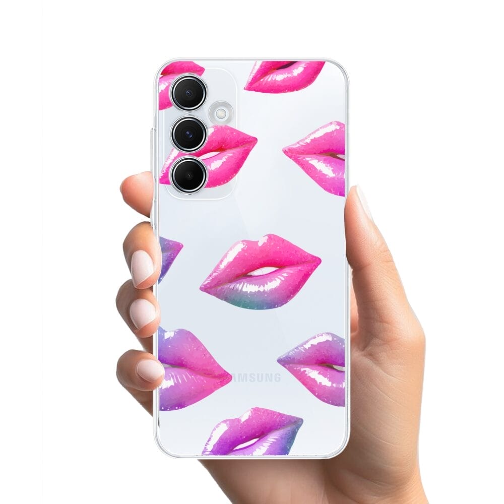 Etui do Samsung Galaxy A35 5G przeźroczyste, silikonowe Flexi, hologramowe usta - obrazek 2