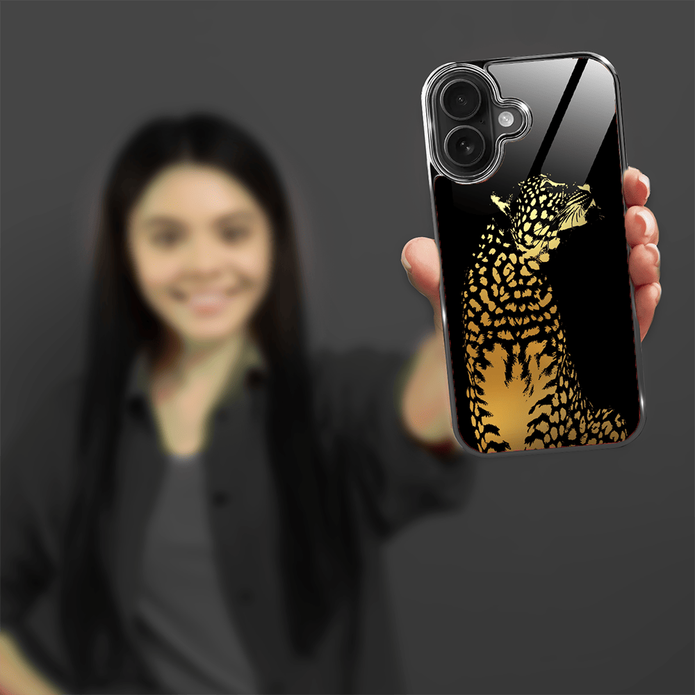 Etui do iPhone 16 IBIZU Elite Glass z MagSafe Golden Midnight, Lampart, czarne - obrazek 6