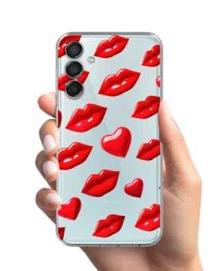 Etui do Samsung Galaxy M15 5G przeźroczyste, silikonowe Flexi, czerwone usta