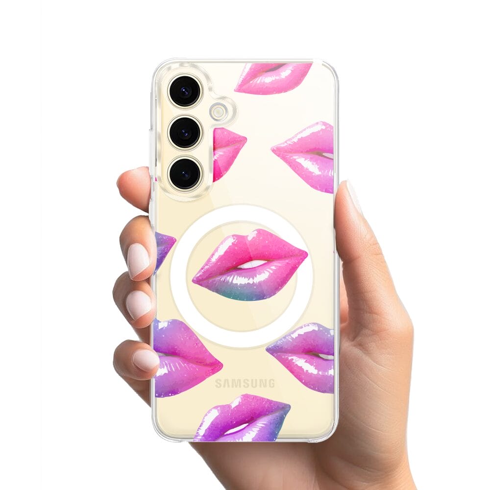 Etui do Samsung Galaxy S24 z MagSafe przeźroczyste, silikonowe Flexi, hologramowe usta - obrazek 2