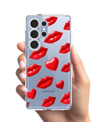 Etui do Samsung Galaxy S25 Ultra przeźroczyste, silikonowe Flexi, czerwone usta