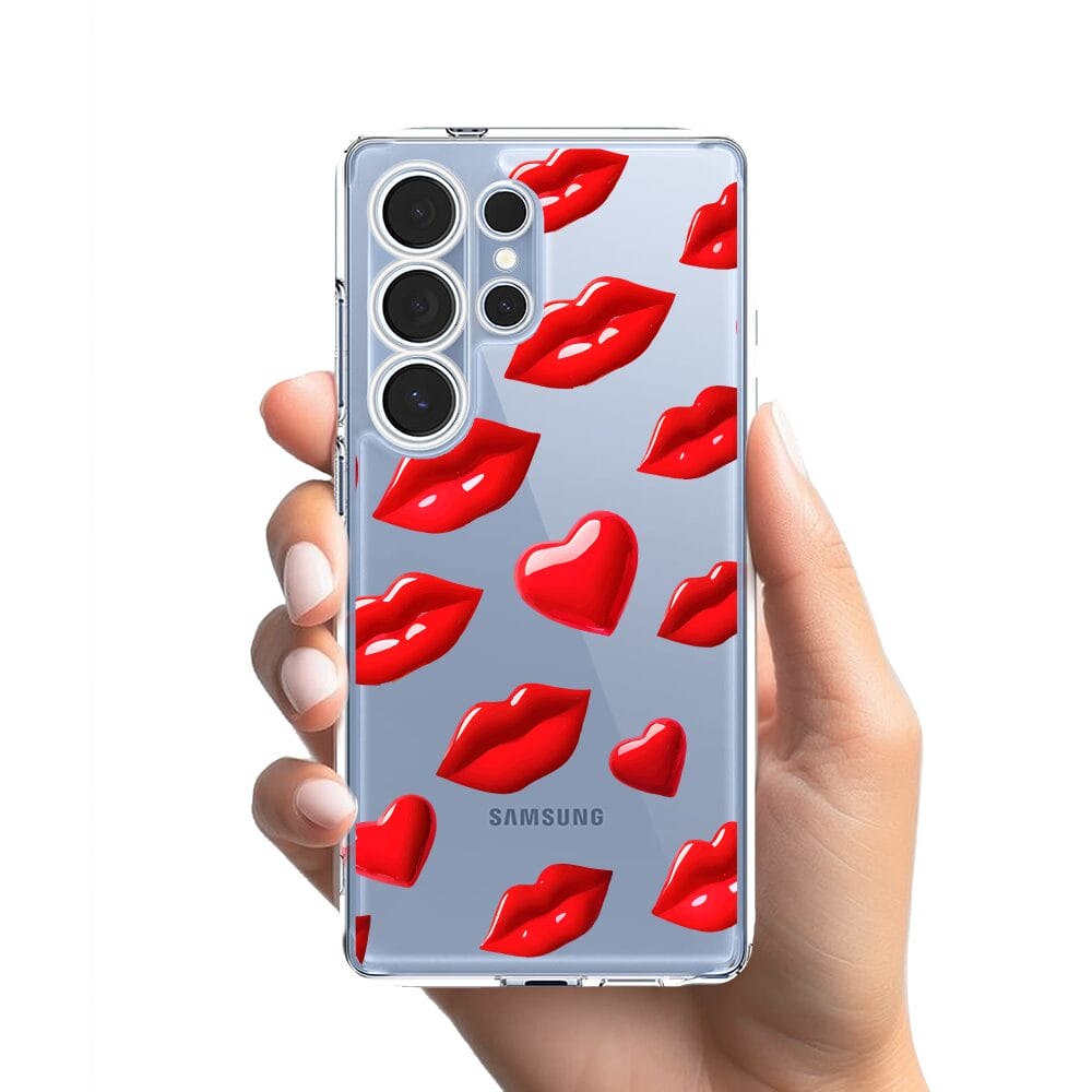 Etui do Samsung Galaxy S25 Ultra przeźroczyste, silikonowe Flexi, czerwone usta - obrazek 2