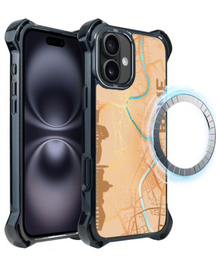 Etui do iPhone 16 IBIZU DropGuard Ultra z MagSafe, mapy świata, Rome