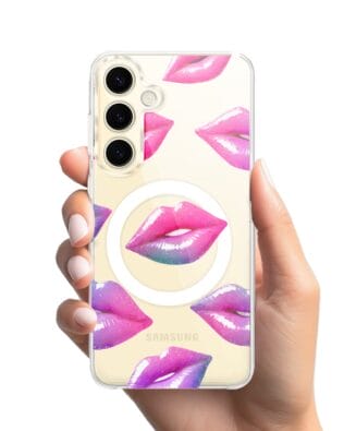 Etui do Samsung Galaxy S24 Plus z MagSafe przeźroczyste, silikonowe Flexi, hologramowe usta