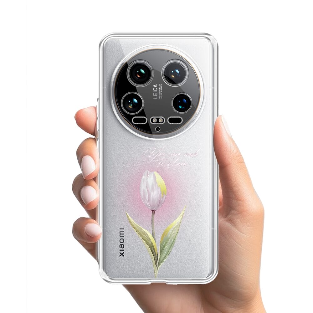 Etui do Xiaomi 14 Ultra przeźroczyste, silikonowe Flexi, kwiaty, tulipan - obrazek 2