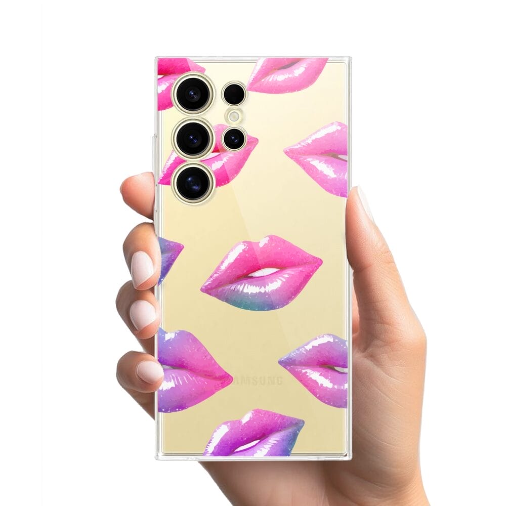 Etui do Samsung Galaxy S24 Ultra przeźroczyste, silikonowe Flexi, hologramowe usta - obrazek 2