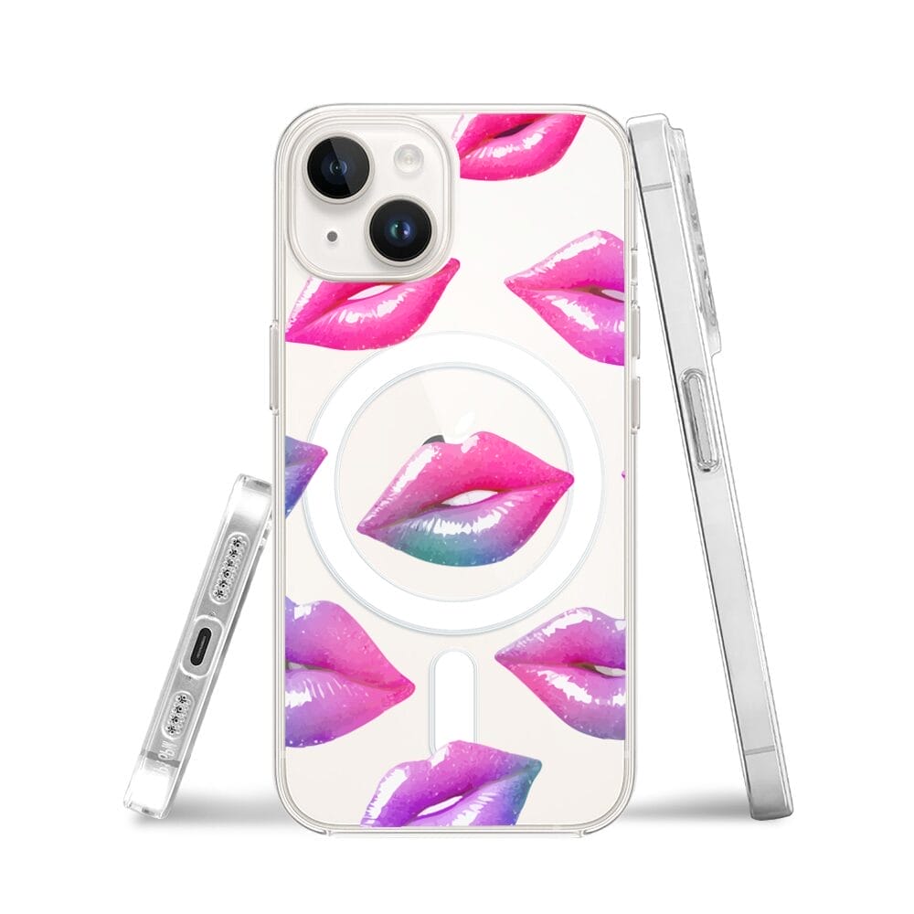 Etui do iPhone 13 z MagSafe przeźroczyste, silikonowe Flexi, hologramowe usta - obrazek 3