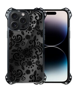 Etui do iPhone 14 Pro Max IBIZU DropGuard Ultra z MagSafe, Midnight, Koronkowa czerń