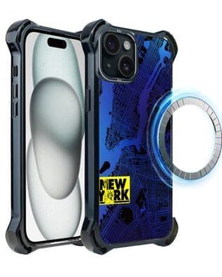 Etui do iPhone 15 Plus IBIZU DropGuard Ultra z MagSafe, mapy świata, New York