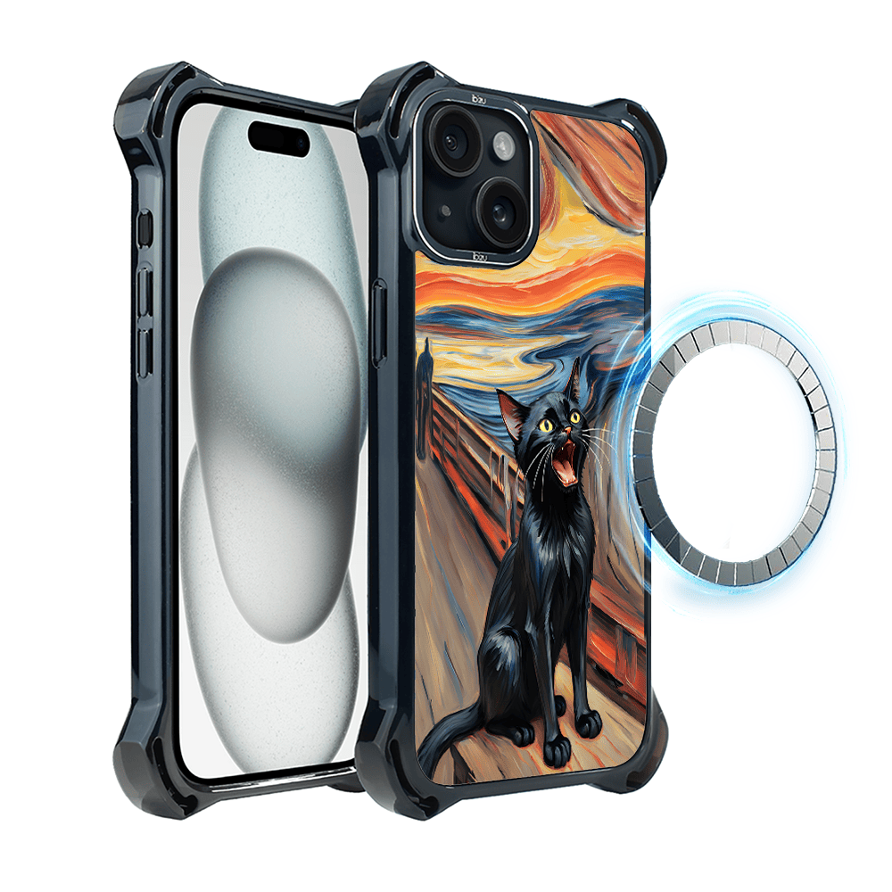 Etui do iPhone 15 Plus IBIZU DropGuard Ultra z MagSafe, Edvard Munch, krzyk kota