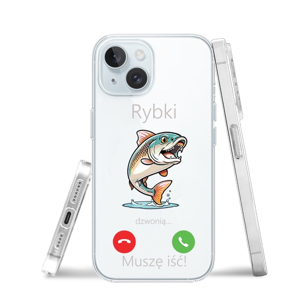 Etui do iPhone 15, przeźroczyste, silikonowe Flexi, rybki dzwonią - obrazek 3
