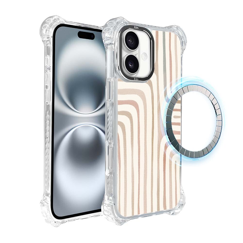 Etui iPhone 16 Plus IBIZU DropGuard Ultra z MagSafe, Boho, Piaskowy labirynt
