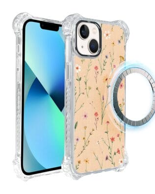 Etui iPhone 13 IBIZU DropGuard Ultra z MagSafe, Pastel Bloom, Koralowa łąka
