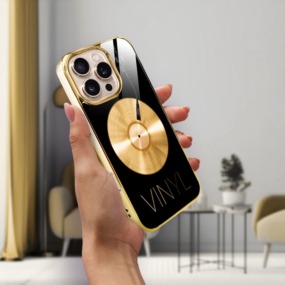 Etui do iPhone 16 Pro IBIZU Elite Glass z MagSafe Golden Midnight, Vinyl Lux, złote - obrazek 5