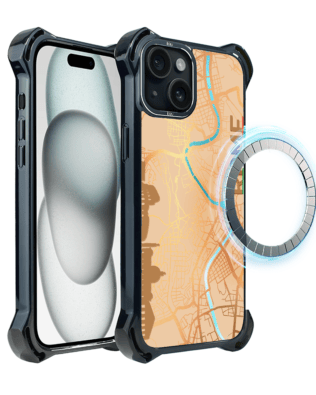 Etui do iPhone 15 IBIZU DropGuard Ultra z MagSafe, mapy świata, Rome