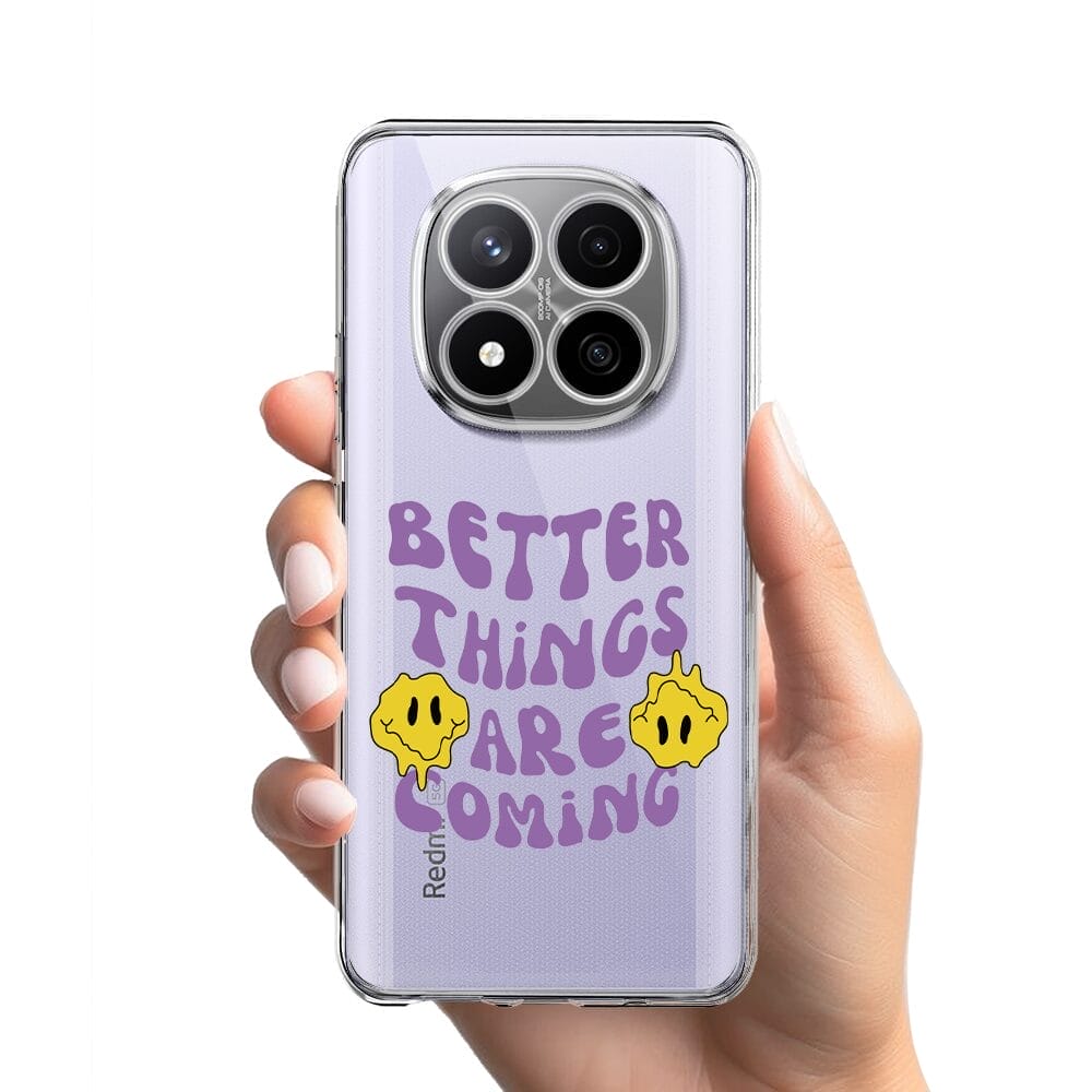 Etui do Xiaomi Redmi Note 14 Pro 4G przeźroczyste, silikonowe Flexi, Better Things Are Coming - obrazek 2