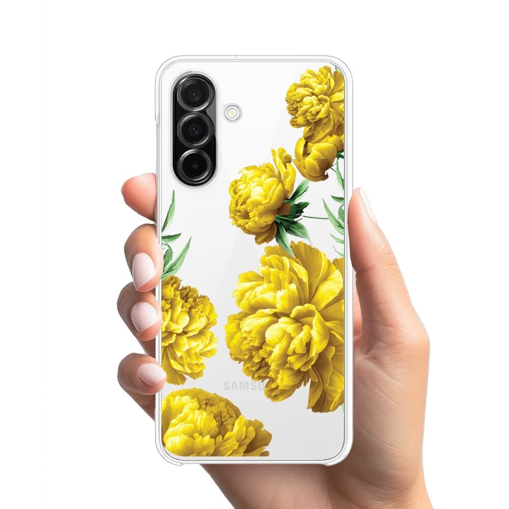 Etui do Samsung Galaxy A26 5G przeźroczyste, silikonowe Flexi, żółte piwonie - obrazek 2