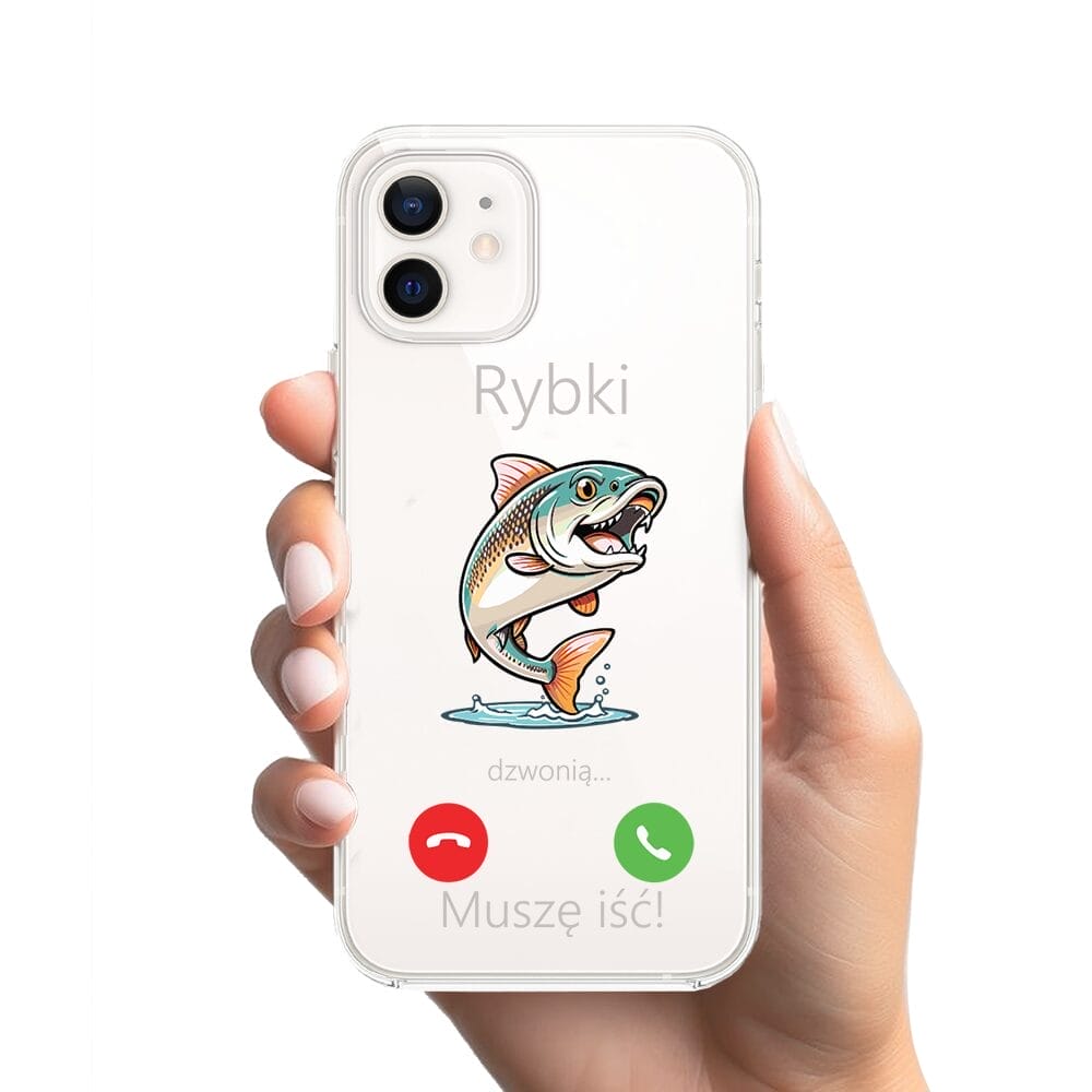 Etui do iPhone 12 Mini, przeźroczyste, silikonowe Flexi, rybki dzwonią - obrazek 2