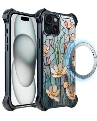 Etui do iPhone 15 IBIZU DropGuard Ultra z MagSafe, Barwy Szkła, Szept kwiatów polnych